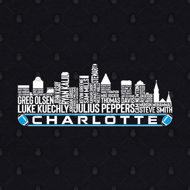 Carolina Football Team All Time Legends, Charlotte City Skyline by Legend Skyline